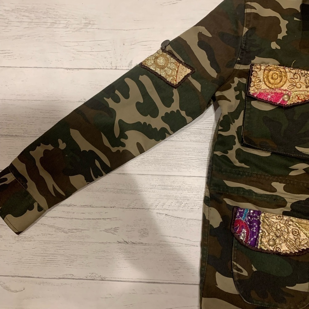 Beautiful stories camo military embellished jacket size S - Picture 5 of 12